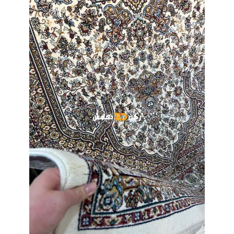 Luxury Turkish carpet wool acrylic twisted yarn 37878 Cream color size 400*400