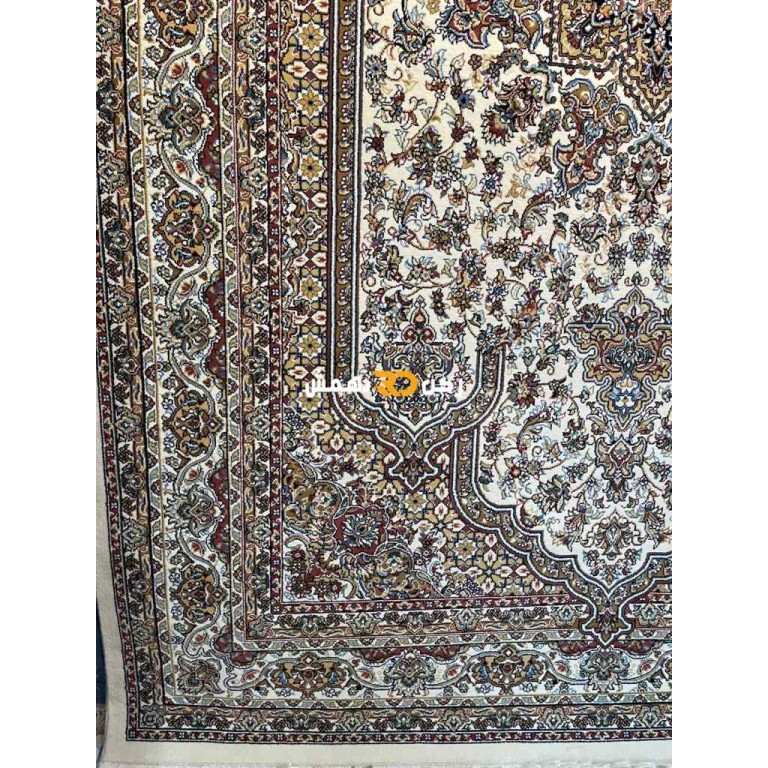 Luxury Turkish carpet wool acrylic twisted yarn 37878 Cream color size 400*400