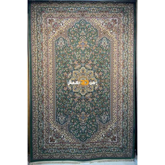 Luxury Turkish carpet wool acrylic twisted yarn 37878 green color size 400*400
