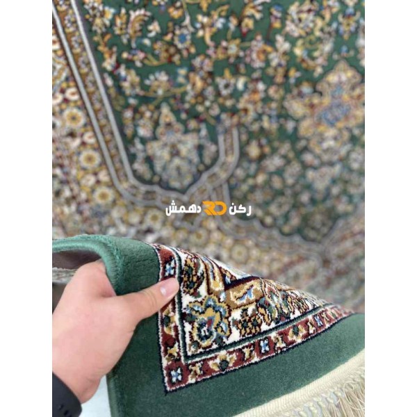 سجاد تركي الفخامة صوف اكرليك خيط مبروم  37878 لون اخضر مقاس 100*300