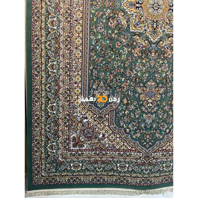 Luxury Turkish carpet wool acrylic twisted yarn 37878 green color size 400*400