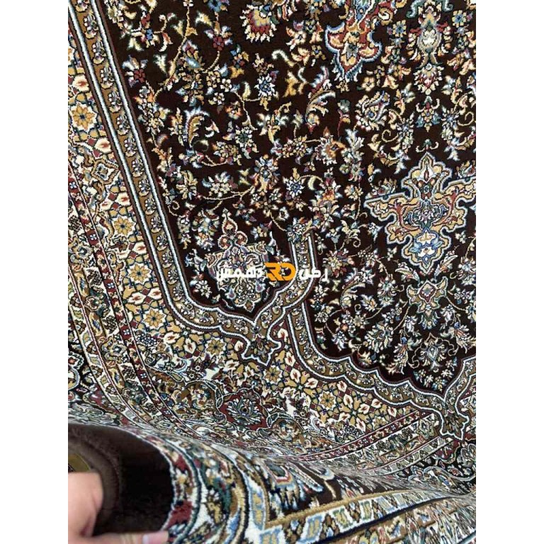 Luxury Turkish carpet wool acrylic twisted yarn 37878 Brown color size 400*400