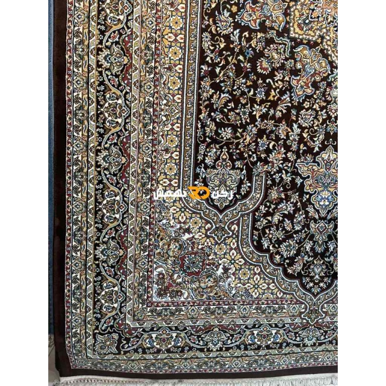Luxury Turkish carpet wool acrylic twisted yarn 37878 Brown color size 400*400