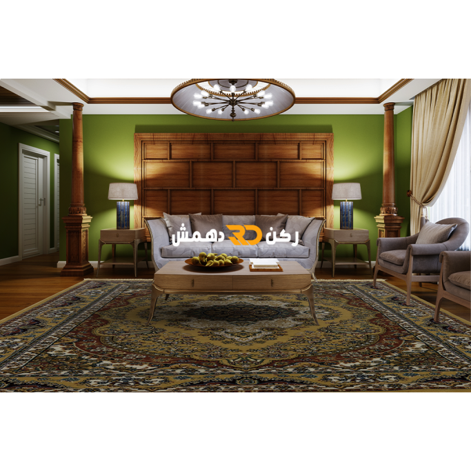 Luxury Turkish carpet wool acrylic twisted yarn 36963 Golden color size 100*200