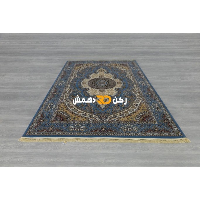 Luxury Turkish carpet wool acrylic twisted yarn 36963 Blue color size 400*400