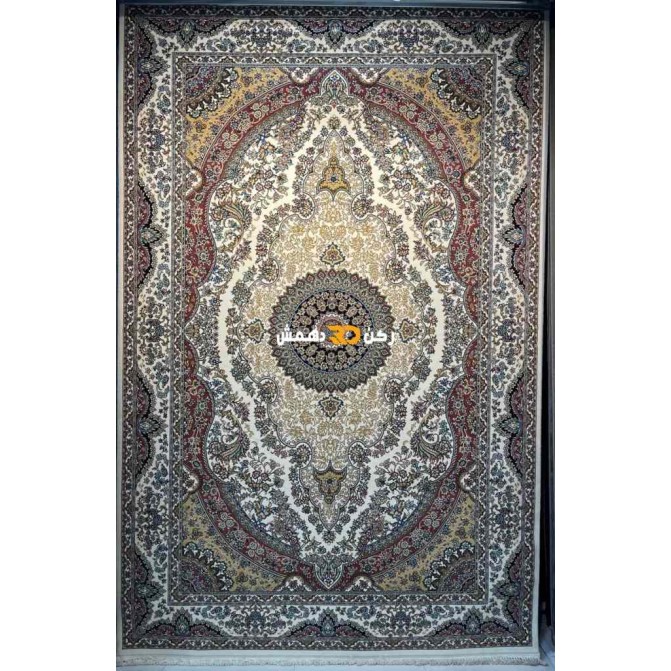 Luxury Turkish carpet wool acrylic twisted yarn 36963 Cream color size 100*200