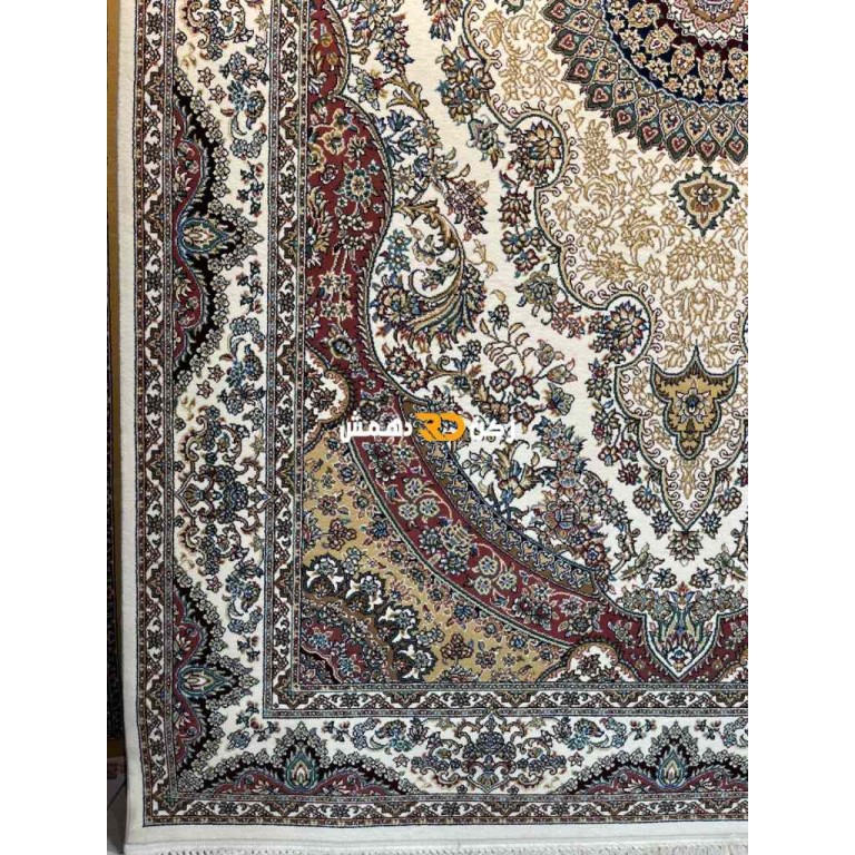 Luxury Turkish carpet wool acrylic twisted yarn 36963 Cream color size 100*200