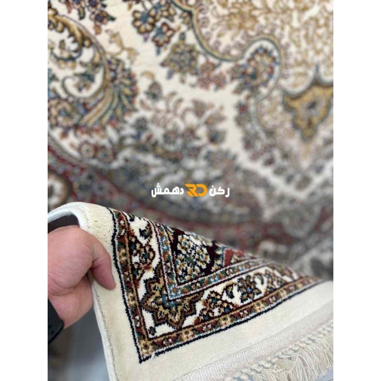 Luxury Turkish carpet wool acrylic twisted yarn 36963 Cream color size 100*200