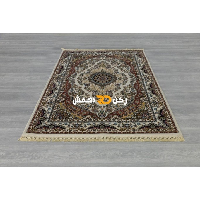 Luxury Turkish carpet wool acrylic twisted yarn 36963 Cream color size 100*200