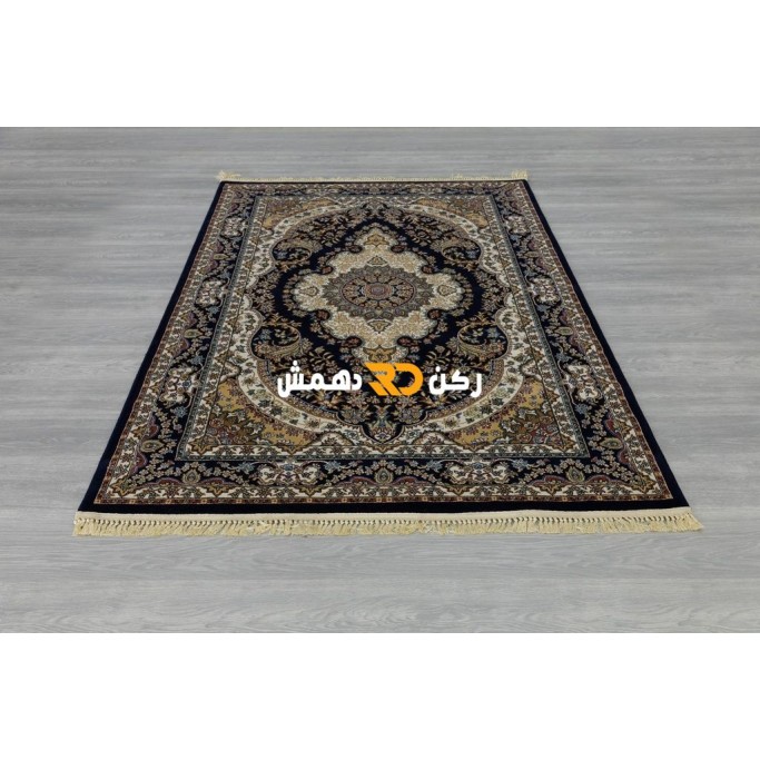 Luxury Turkish carpet wool acrylic twisted yarn 36963 navy color size 400*400