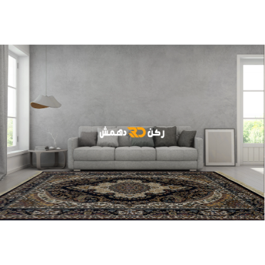 Luxury Turkish carpet wool acrylic twisted yarn 36963 navy color size 400*400