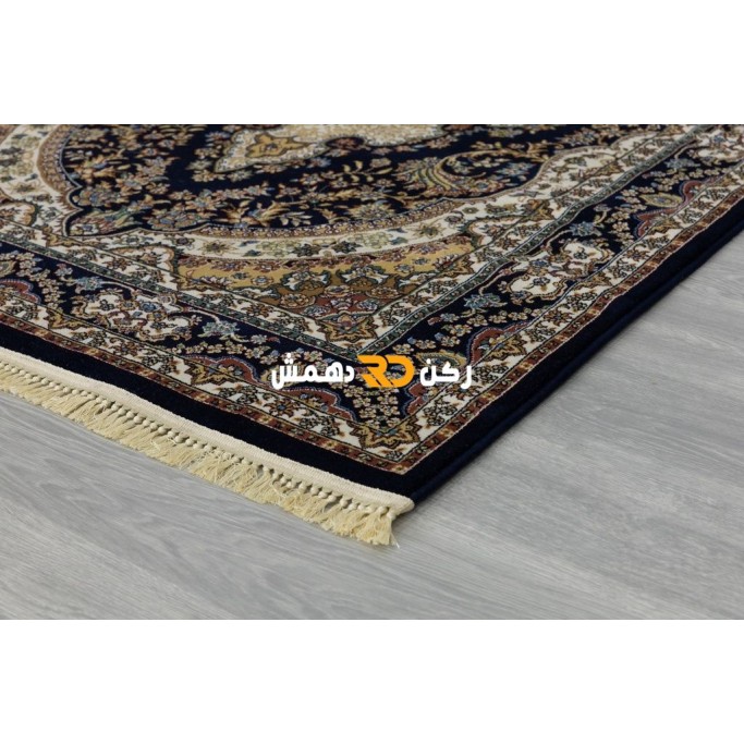 Luxury Turkish carpet wool acrylic twisted yarn 36963 navy color size 400*400