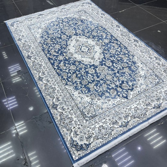 Classic Turkish carpet Al-Jawhara soft 27166A blue size 200*300