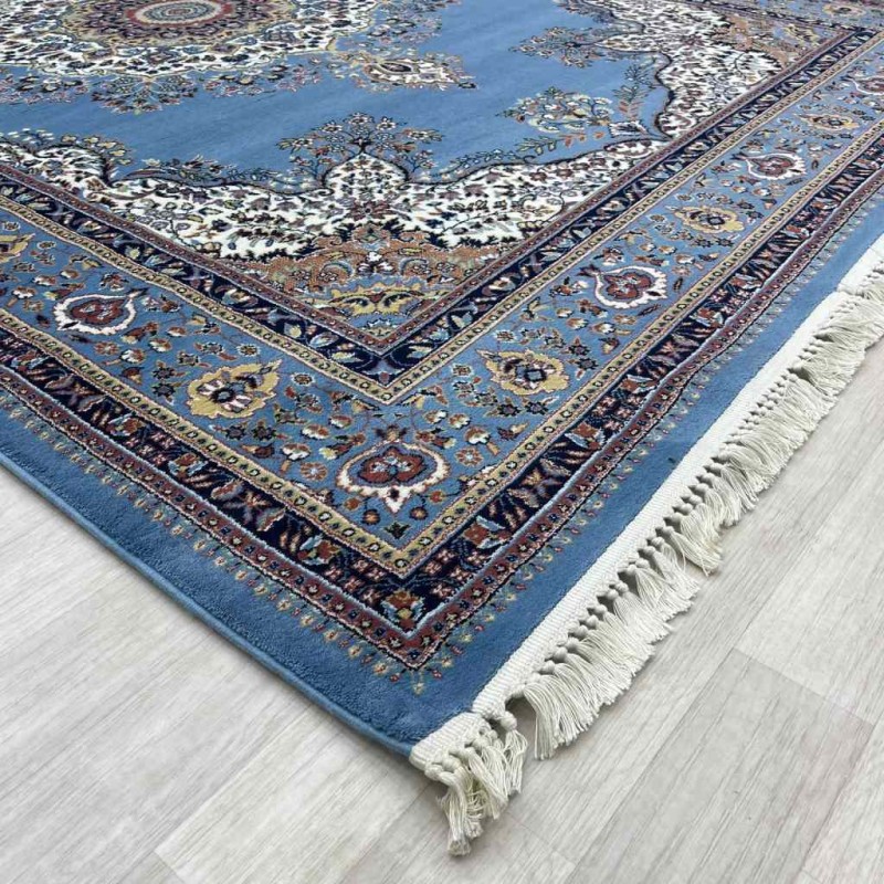 سجاد تركي الماس صوف درجه اولا كلاسيك سميك 38684A سماوي مقاس 100*400