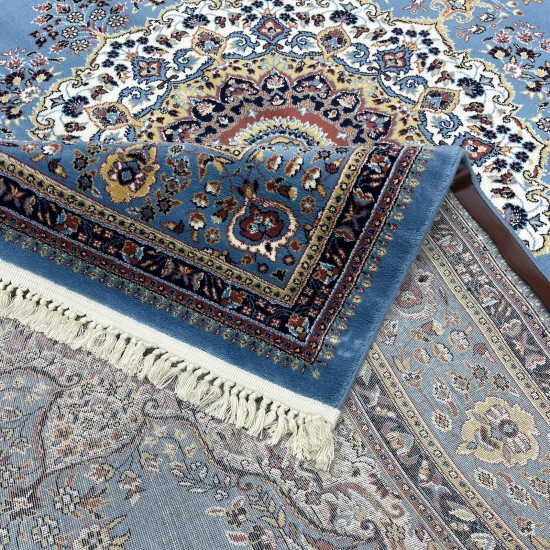 Turkish diamond carpet first class classic thick wool 38684A cyan size 250*350