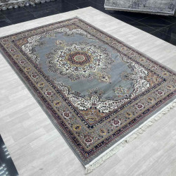 سجاد تركي الماس صوف درجه اولا كلاسيك سميك 38684A رصاصي مقاس 100*200