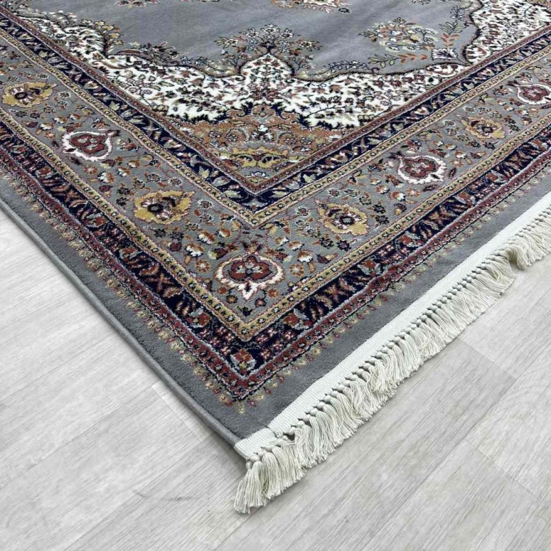 سجاد تركي الماس صوف درجه اولا كلاسيك سميك 38684A رصاصي مقاس 100*200