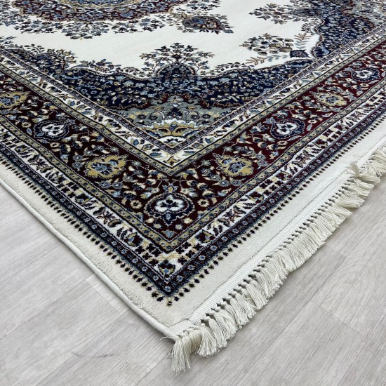 Turkish diamond carpet first class classic thick wool 38684A Cream size 100*200