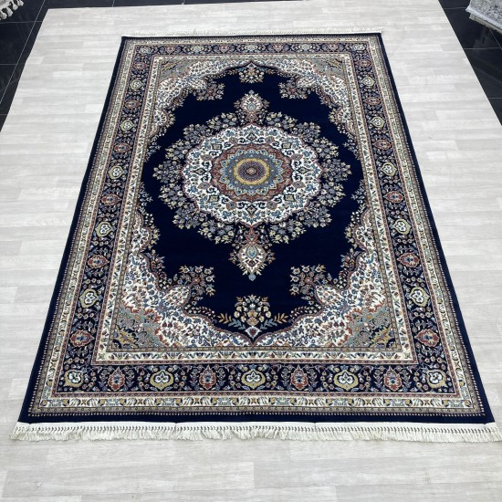 Turkish diamond wool carpet first class classic thick 38684A navy blue size 250*350