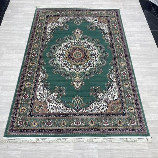 Turkish diamond carpet first class classic thick wool 38684A Green size 300*400