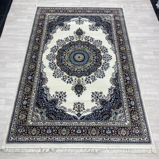 Turkish diamond carpet first class classic thick wool 38684A Cream size 100*200