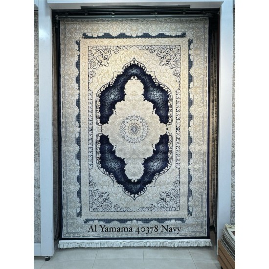 Al Yamama Classic Thick Soft Turkish Carpet 40378A Navy Blue Size 500*800 Al Yamama Classic Thick Soft Turkish Carpet 40378A Navy Blue Size 500*800