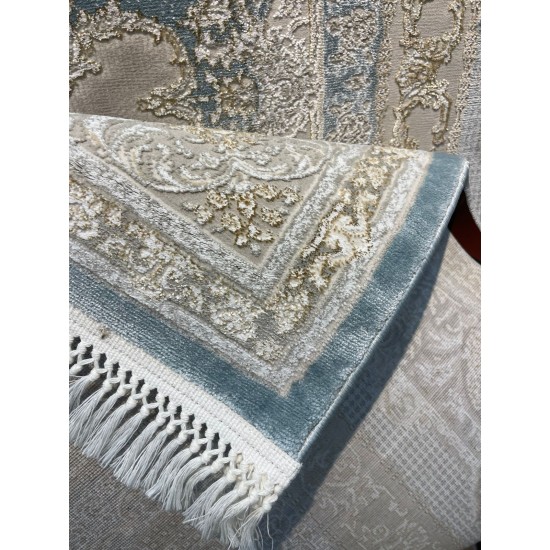 Al Yamama Classic Thick Soft Turkish Carpet 40378A Navy Size 100*400 Al Yamama Classic Thick Soft Turkish Carpet 40378A Navy Size 100*400