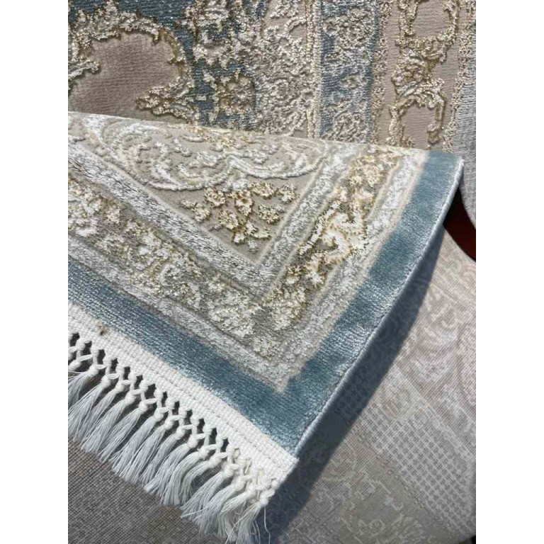 سجاد تركي اليمامة كلاسيك سميك ناعم 40378A سماوي مقاس 100*300