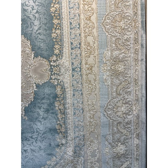 Al Yamama Classic Thick Soft Turkish Carpet 40378A Navy Size 100*400 Al Yamama Classic Thick Soft Turkish Carpet 40378A Navy Size 100*400