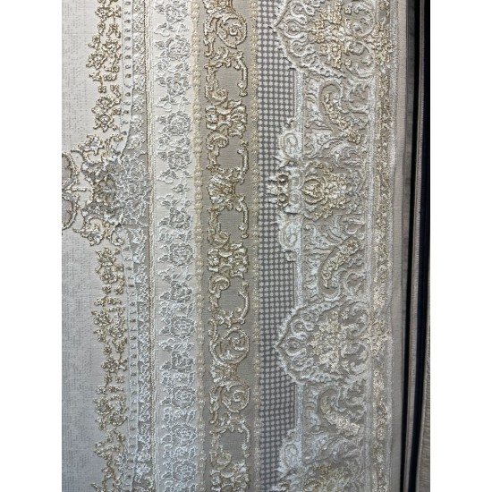 Al Yamama Classic Thick Soft Turkish Carpet 40378A cream Size 100*400 Al Yamama Classic Thick Soft Turkish Carpet 40378A cream Size 100*400