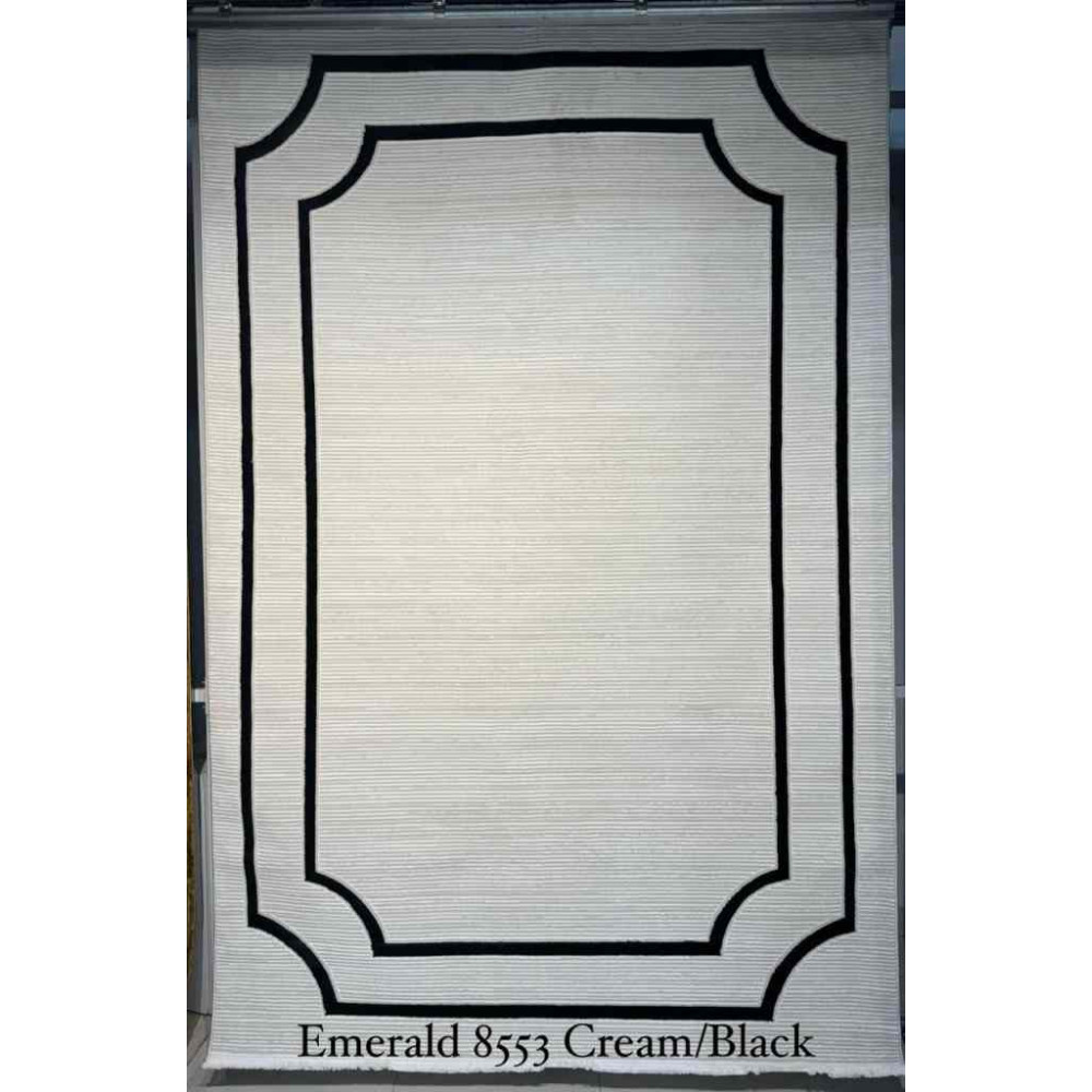 سجاد تركي اطار برواز الزمرد 8553 كريم اسود مقاس 250*350