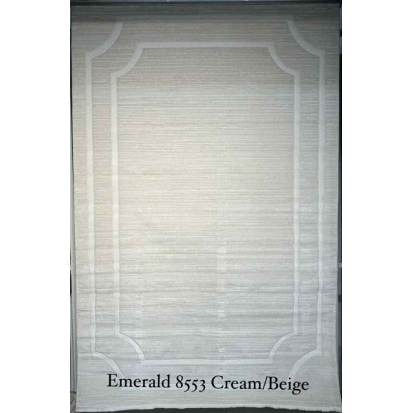 Turkish rug emerald frame 8553 Beige cream size 100*300