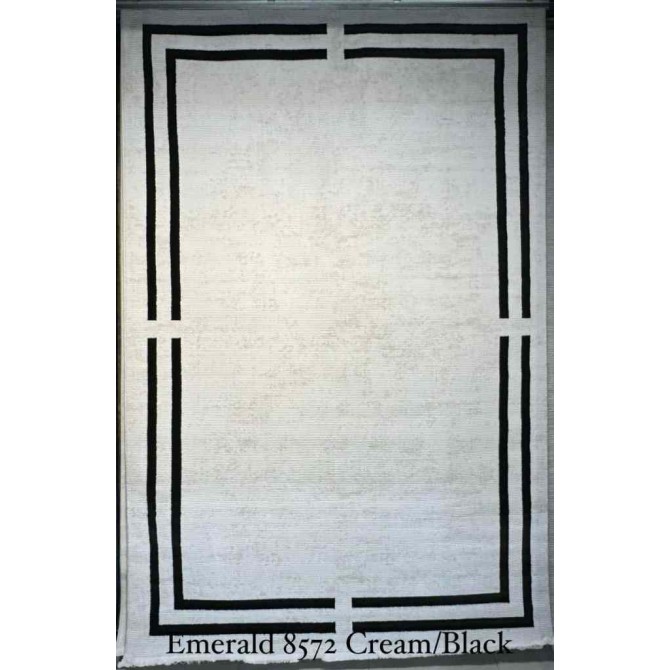 سجاد تركي اطار برواز الزمرد 8572 كريم اسود مقاس 250*350