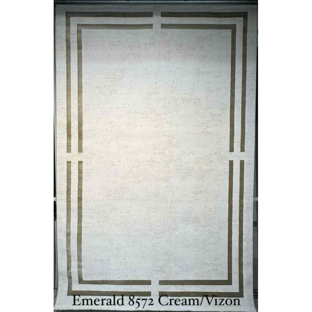 سجاد تركي اطار برواز الزمرد 8572 كريم فيزون مقاس 100*400