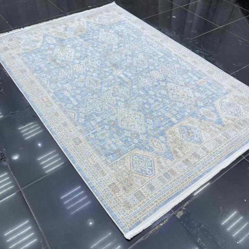 سجاد بوهيمي تركي جاليري F536CT11 سماوي كريم مقاس 80*150