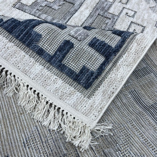 Turkish Burlap Rug Oakville OH363A Blue Cream Size 200*300