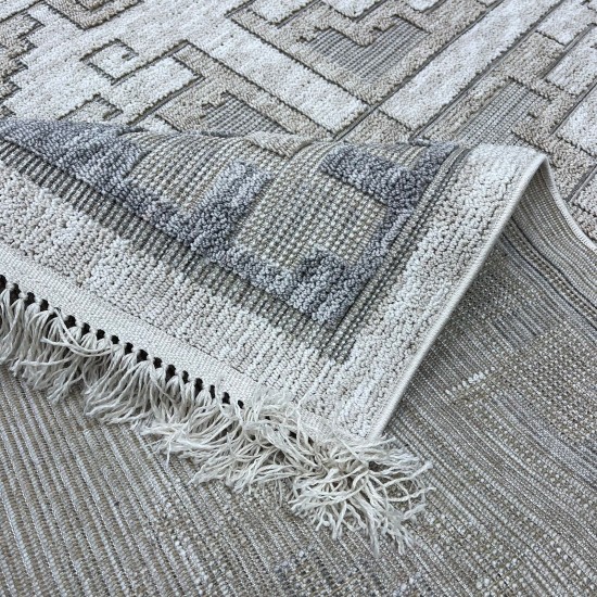 Turkish Burlap Rug Oakville OH363A Gray Cream Size 100*200