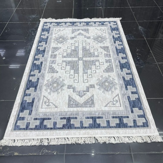 Turkish Burlap Rug Oakville OH363A Blue Cream Size 250*350