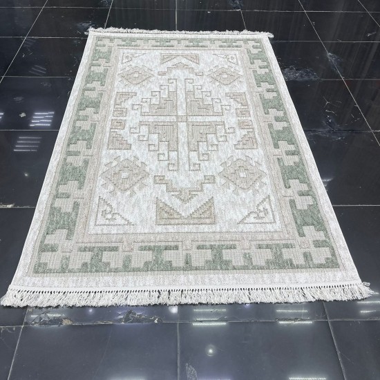 Turkish Burlap Rug Oakville OH363A Green Cream Size 200*300