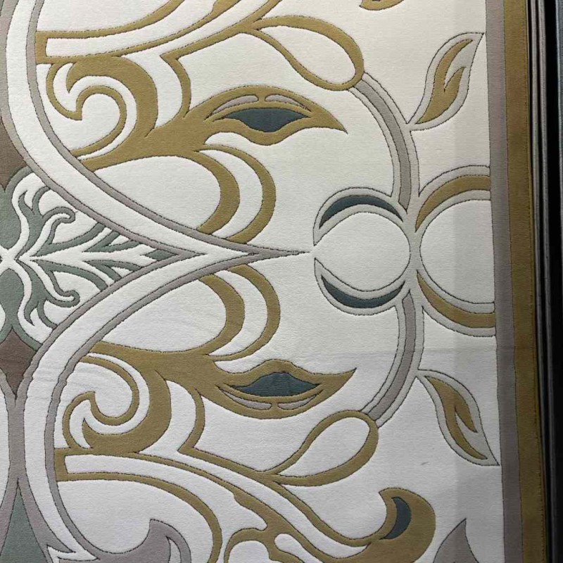 سجاد تركي بالاس S0190A  ابيض ذهبي مقاس  100*300