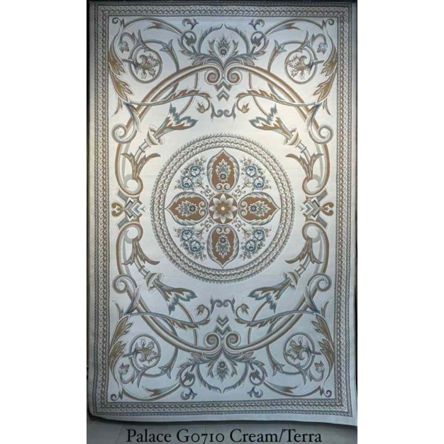 Turkish Palace Rug G0710 Classic Royal Pattern Palace Thick Soft Cream Terra Blue Size 300*400