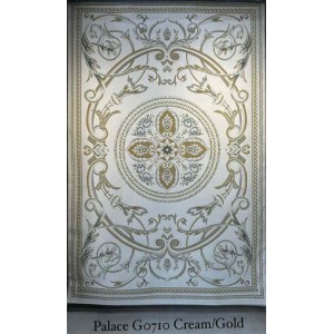 Turkish Palace Rug G0710 Classic Royal Pattern Palace Thick Soft Golden cream Blue Size 100*300