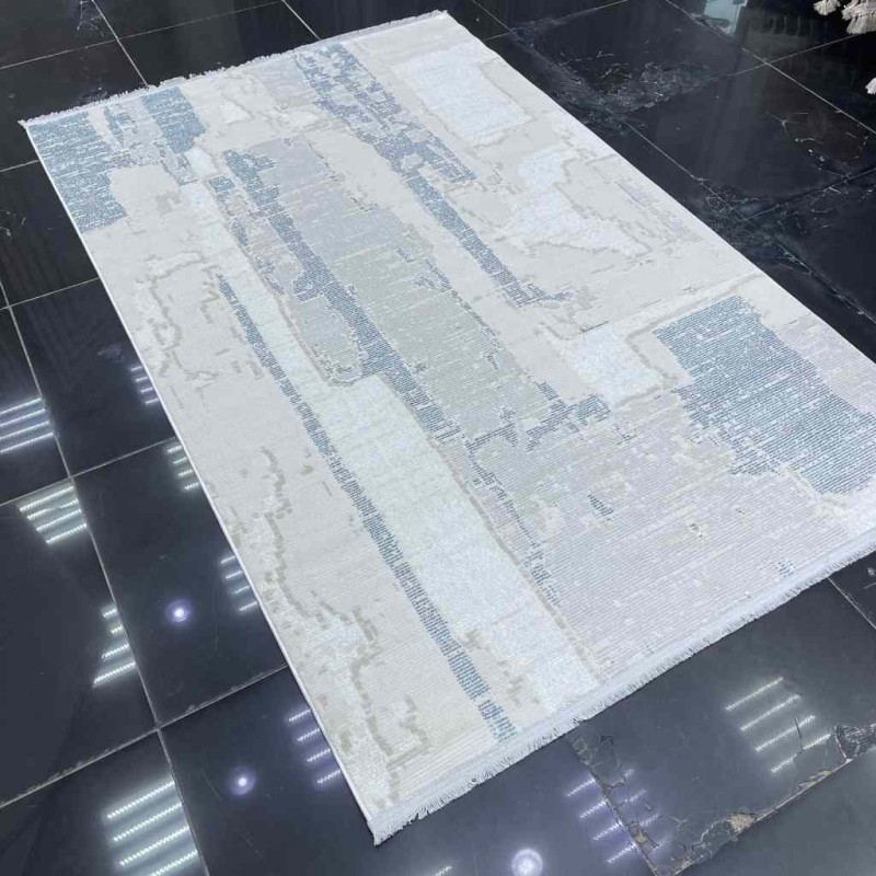 سجاد بيرل تركي 28627A كريم سماوي مقاس 300*400