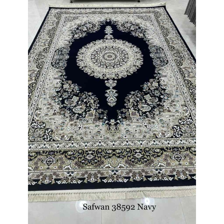 سجاد تركي صفوان كلاسيك سميك ناعم 38592 كحلي مقاس 300*400