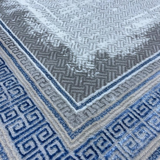 Modern Turkish diamond carpet 30081B gray blue 100*300