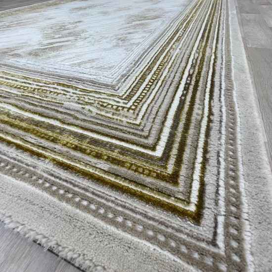 Modern Turkish diamond carpet 30095 golden beige 100*200