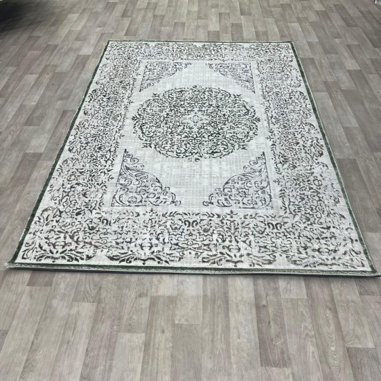 Modern Turkish beige diamond carpet 35007A green size 200*300