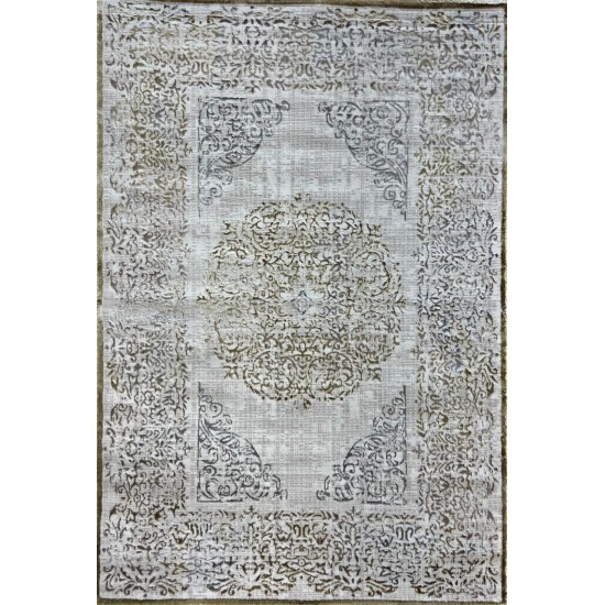 Modern Turkish carpet diamond 35007A golden beige size 150*220