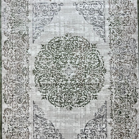 Modern Turkish beige diamond carpet 35007A green size 150*220