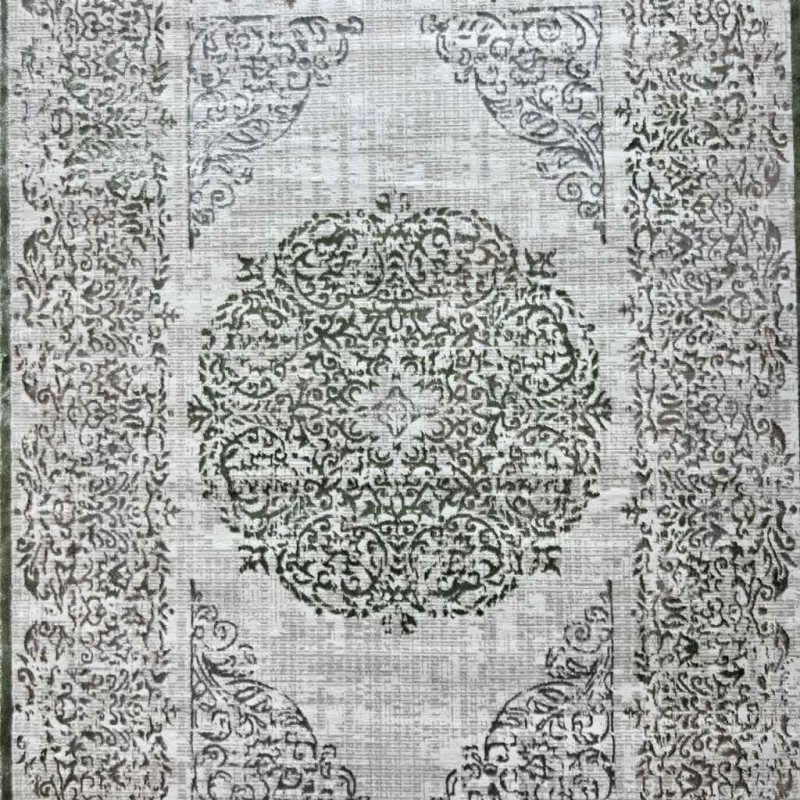 Modern Turkish beige diamond carpet 35007A green size 150*220